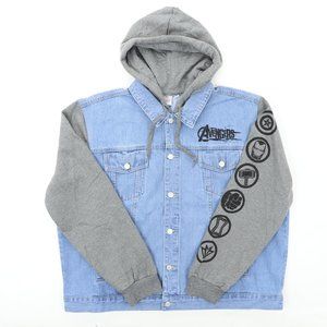 avengers hooded denim jacket